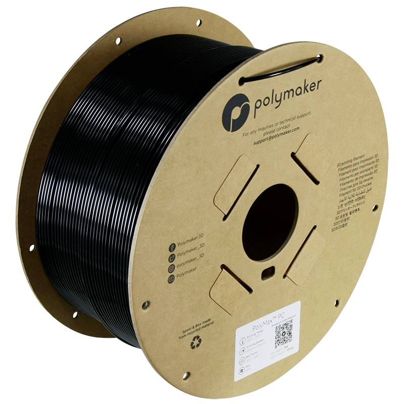 Polymaker PC02009 Filament PC (Polycarbonat) schlagfest, hitzebeständig 2.85mm 3000g Schwarz PolyMax™ 1St.