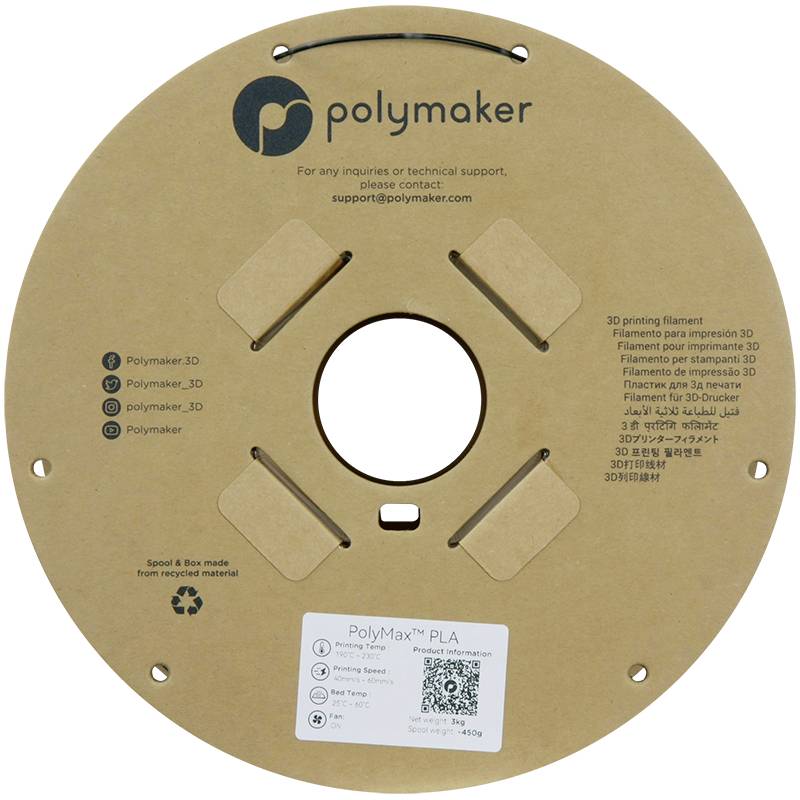Polymaker PA06024 Filament PLA, Tough PLA schlagfest 1.75mm 3000g Schwarz PolyMax™ 1St.