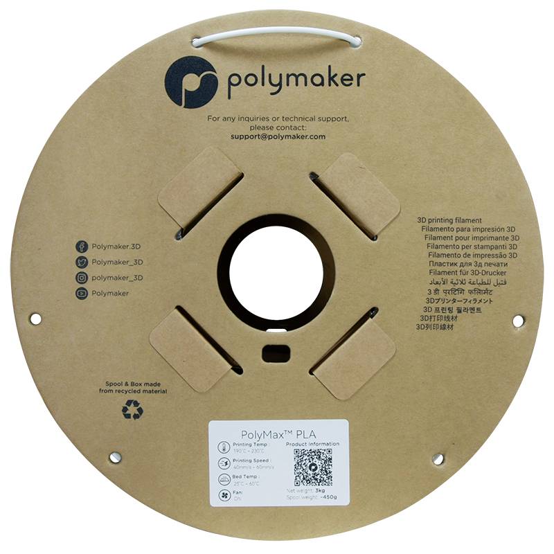 Polymaker PA06026 Filament Tough PLA schlagfest 2.85mm 3000g Weiß PolyMax™ 1St.