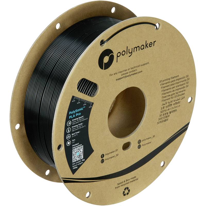 Polymaker PA13002 Filament PLA+ Highspeed Filament, schlagfest 1.75mm 1000g Schwarz PolySonic™ 1St.