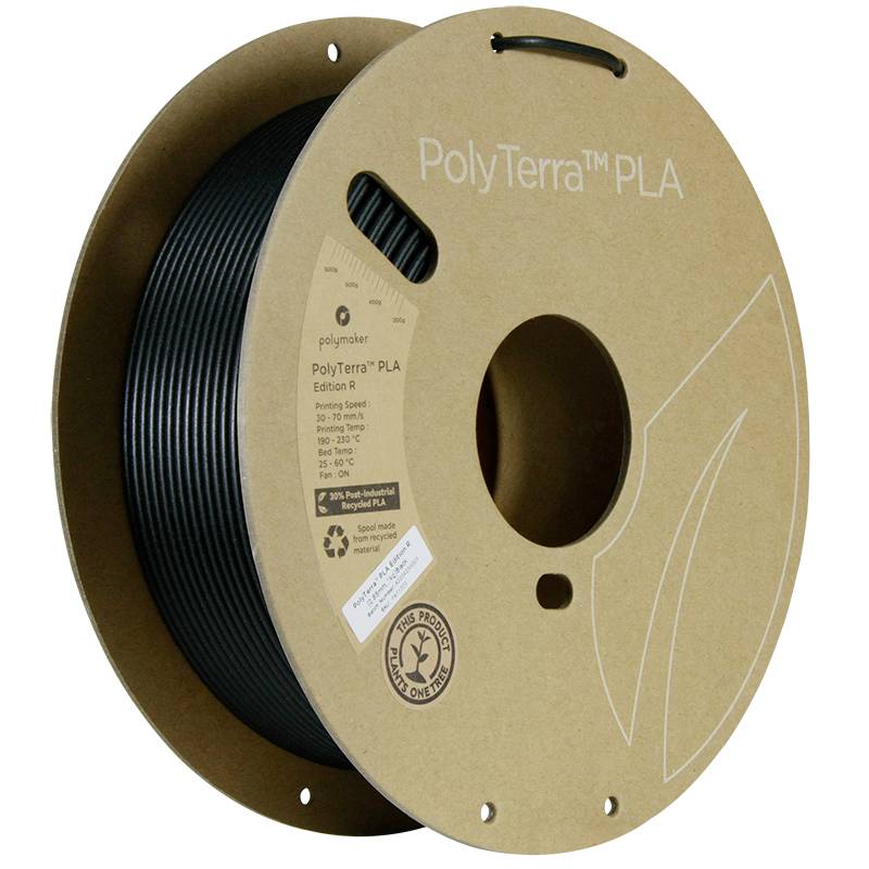 Polymaker PA11002 Filament PLA, PLA Matt Matt, Recyceltes PLA 2.85mm 1000g Schwarz PolyTerra™ Edition-R 1St.