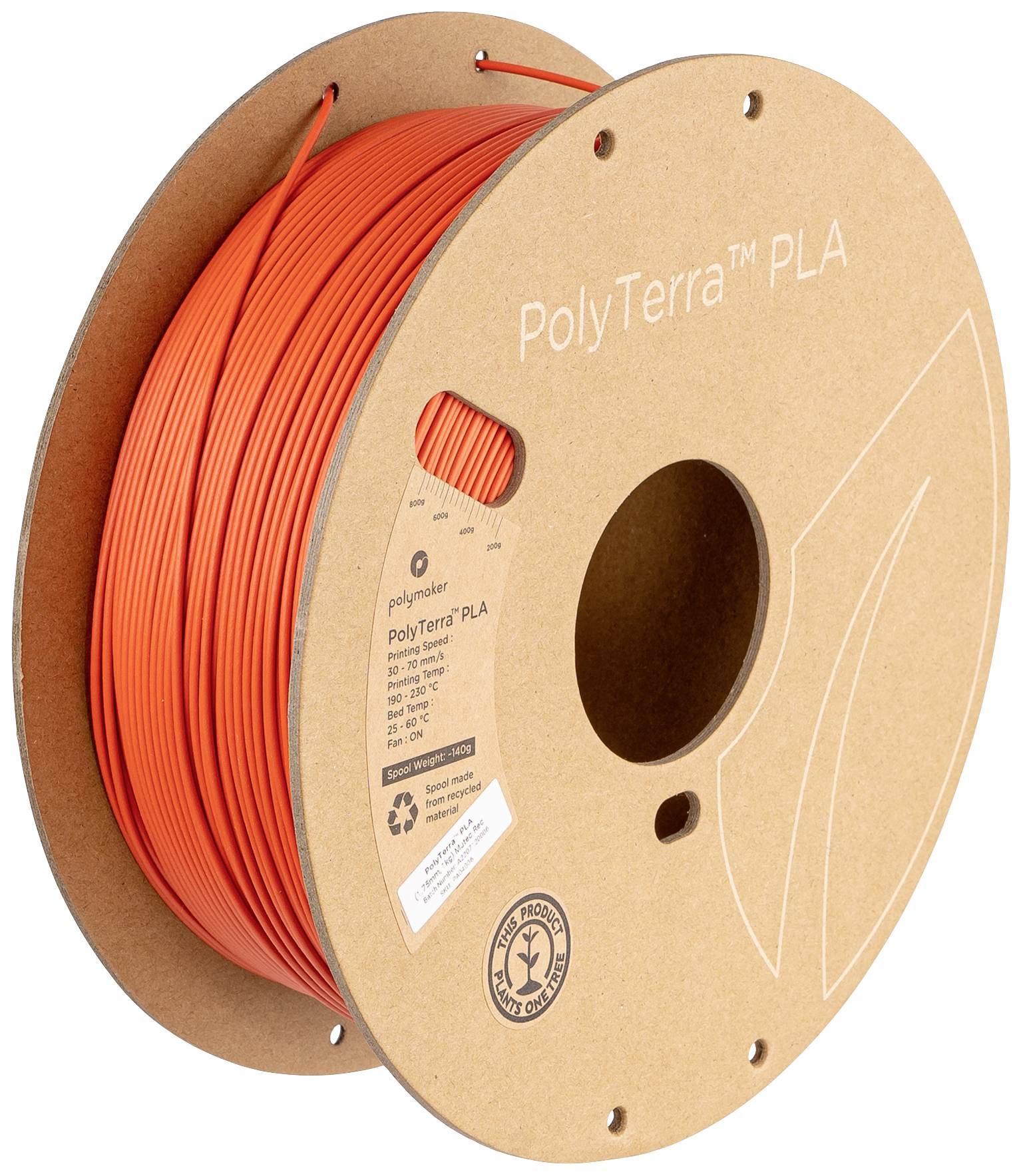Polymaker PA04006 Muted Filament PLA geringerer Kunststoffgehalt, Matt 1.75mm 1000g Muted Red PolyTerra™ 1St.