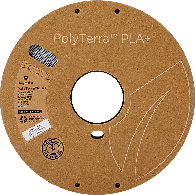 Polymaker PM70947 Regular Filament PLA+ geringerer Kunststoffgehalt, hohe Steifigkeit 1.75mm 1000g Grau PolyTerra™ 1St.