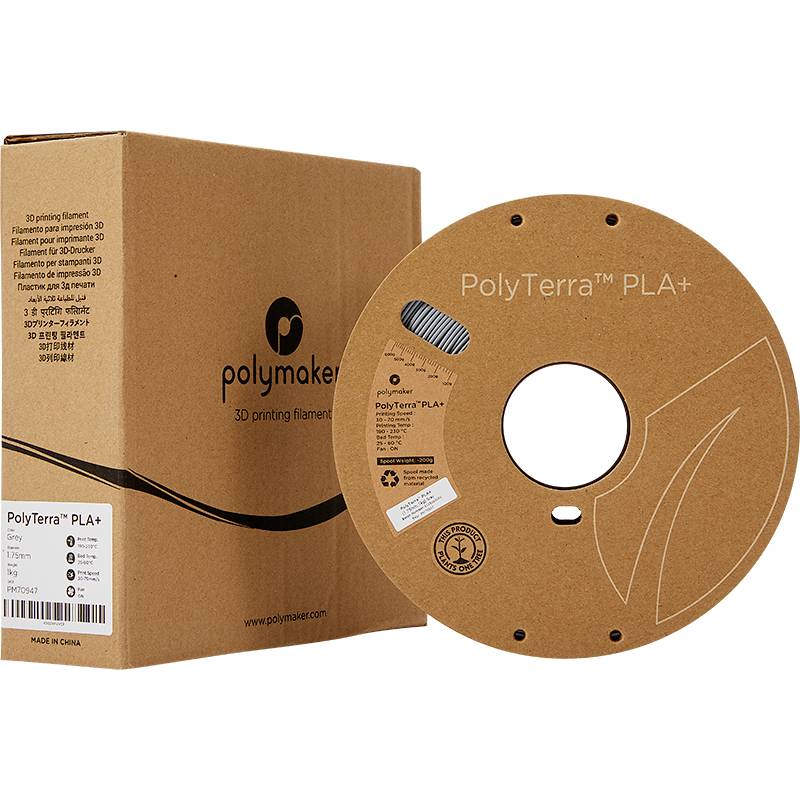 Polymaker PM70947 Regular Filament PLA+ geringerer Kunststoffgehalt, hohe Steifigkeit 1.75mm 1000g Grau PolyTerra™ 1St.