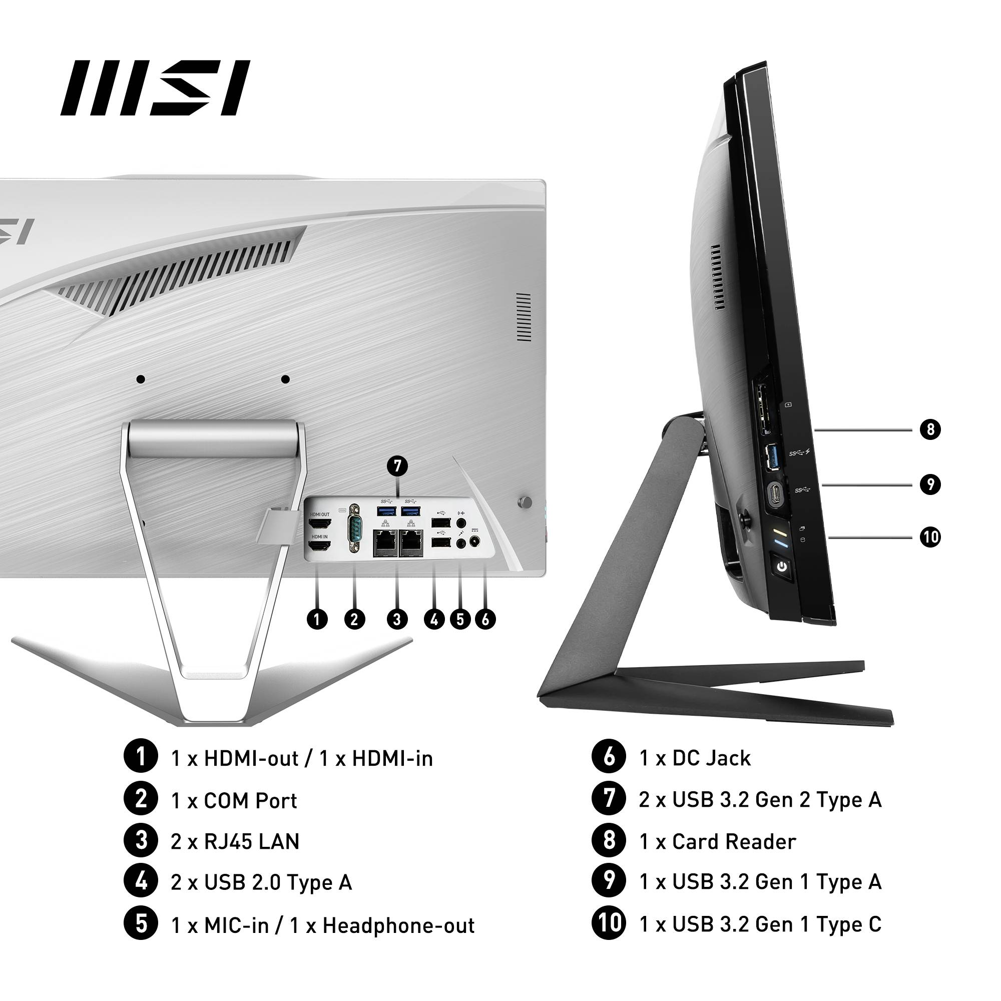 MSI All-in-One PC PRO AP222T 13M-221DE 54.6 cm (21.5 Zoll) Full HD Intel® Pentium® G7400 4 GB RAM 128 GB SSD 00AC0112-221