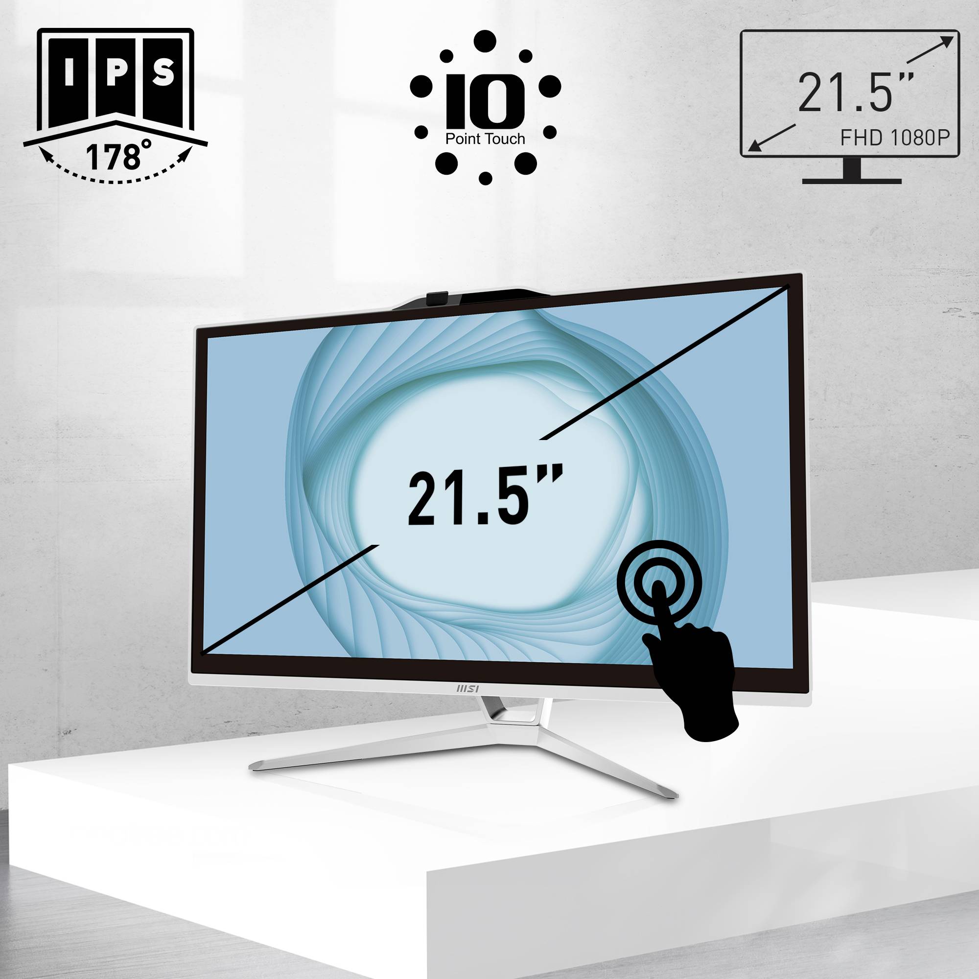 MSI All-in-One PC PRO AP222T 13M-221DE 54.6 cm (21.5 Zoll) Full HD Intel® Pentium® G7400 4 GB RAM 128 GB SSD 00AC0112-221