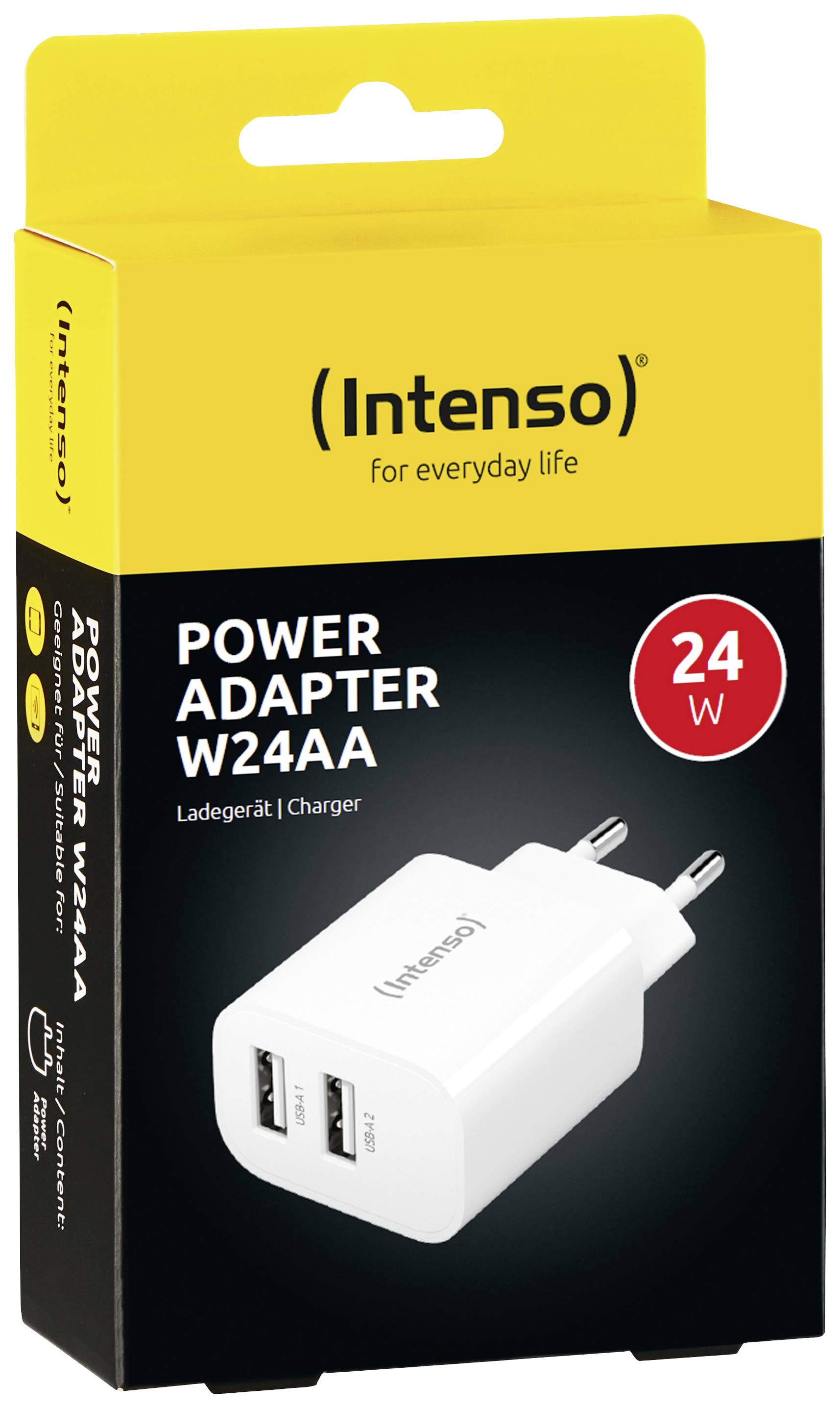 Intenso W24AA USB Ladegerät 24W 2x USB-A Weiß Innenbereich