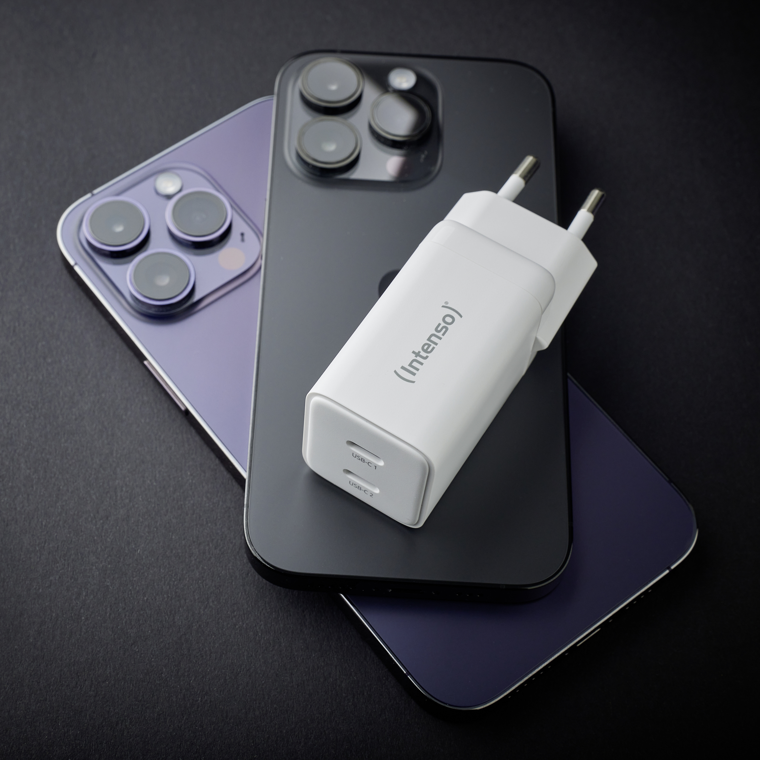 Intenso W40CC GaN USB Ladegerät 40W 2x USB-C® Weiß Innenbereich GaN, USB Power Delivery (USB-PD)