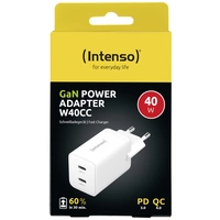Intenso W40CC GaN USB Ladegerät 40W 2x USB-C® Weiß Innenbereich GaN, USB Power Delivery (USB-PD) Intenso W40CC GaN USB Ladegerät 40W 2x USB-C® Weiß Innenbereich GaN, USB Power Delivery (USB-PD)