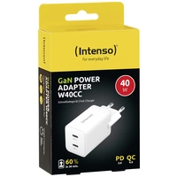Intenso W40CC GaN USB Ladegerät 40W 2x USB-C® Weiß Innenbereich GaN, USB Power Delivery (USB-PD) Intenso W40CC GaN USB Ladegerät 40W 2x USB-C® Weiß Innenbereich GaN, USB Power Delivery (USB-PD)