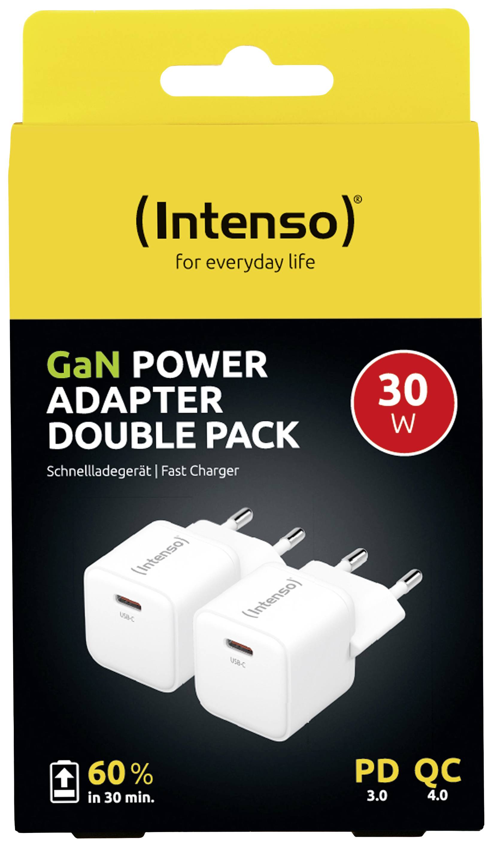 Intenso W30C GaN USB Ladegerät 30W 1x USB-C® Weiß Innenbereich GaN, USB Power Delivery (USB-PD)