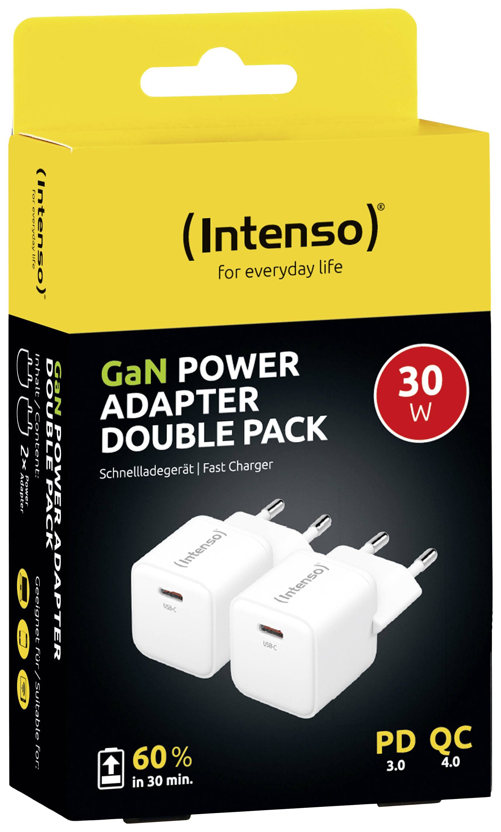 Intenso W30C GaN USB Ladegerät 30W 1x USB-C® Weiß Innenbereich GaN, USB Power Delivery (USB-PD)