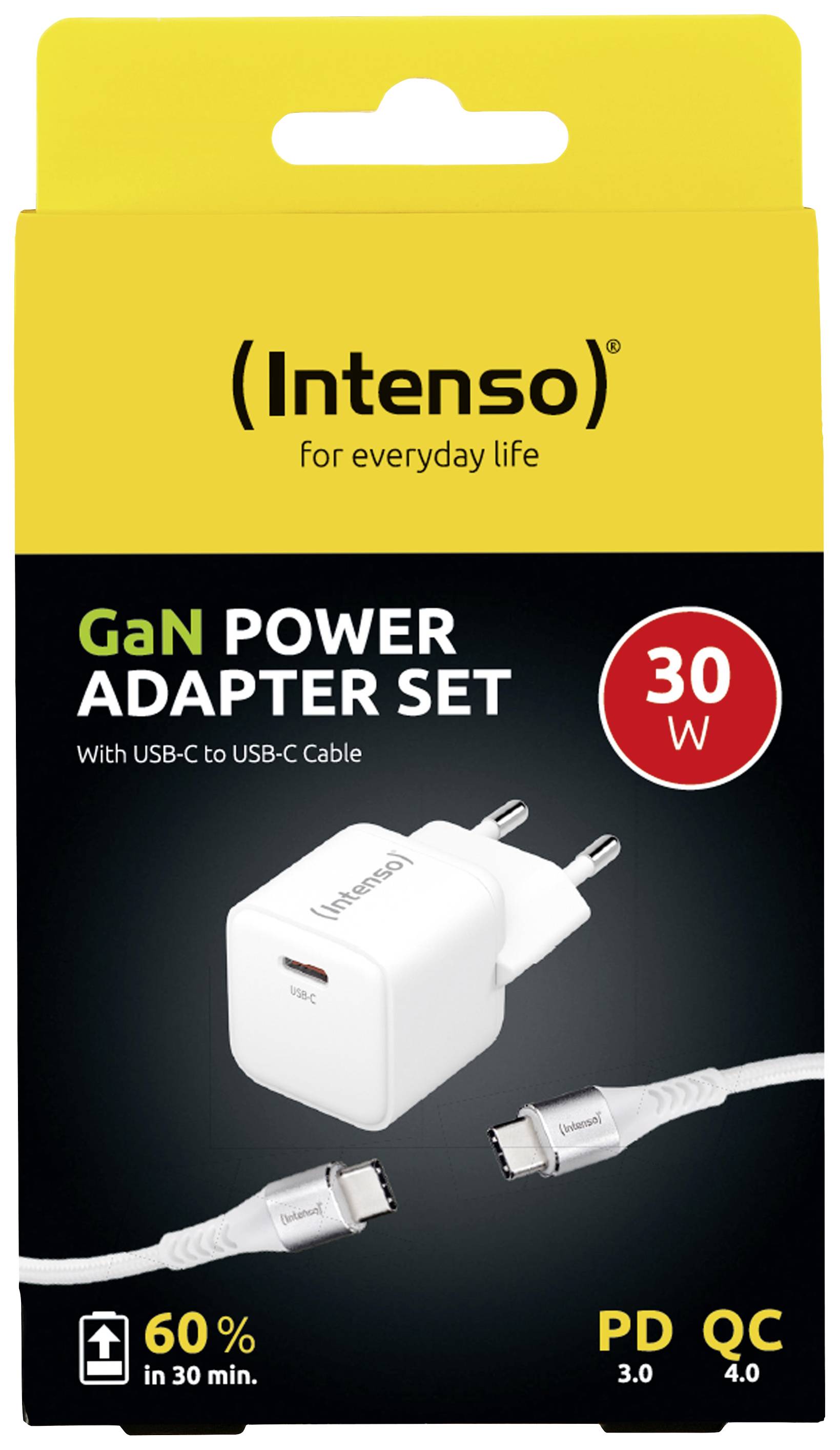 Intenso W30C + C315C USB Ladegerät USB-C® Weiß Innenbereich GaN, USB Power Delivery (USB-PD)