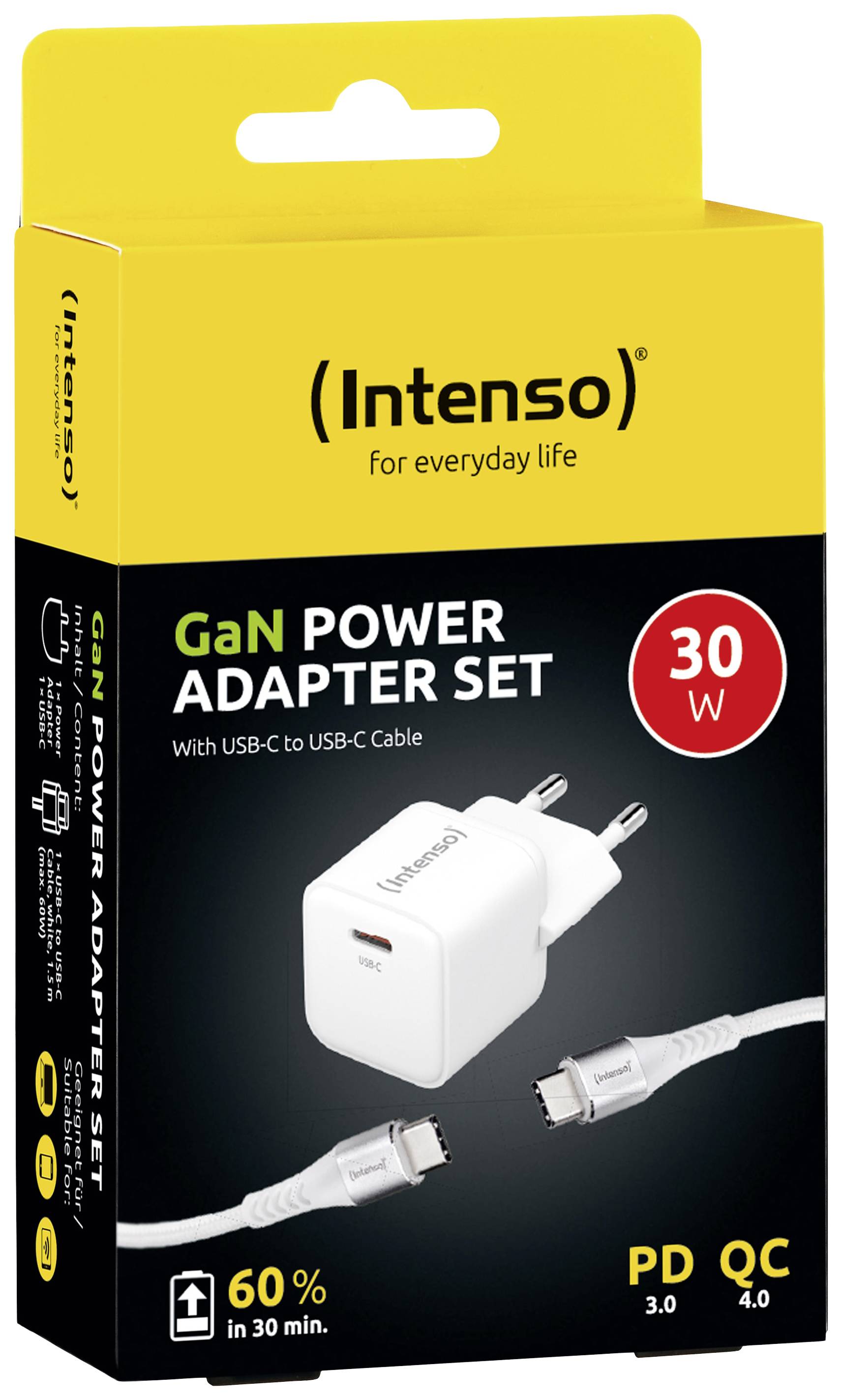 Intenso W30C + C315C USB Ladegerät USB-C® Weiß Innenbereich GaN, USB Power Delivery (USB-PD)