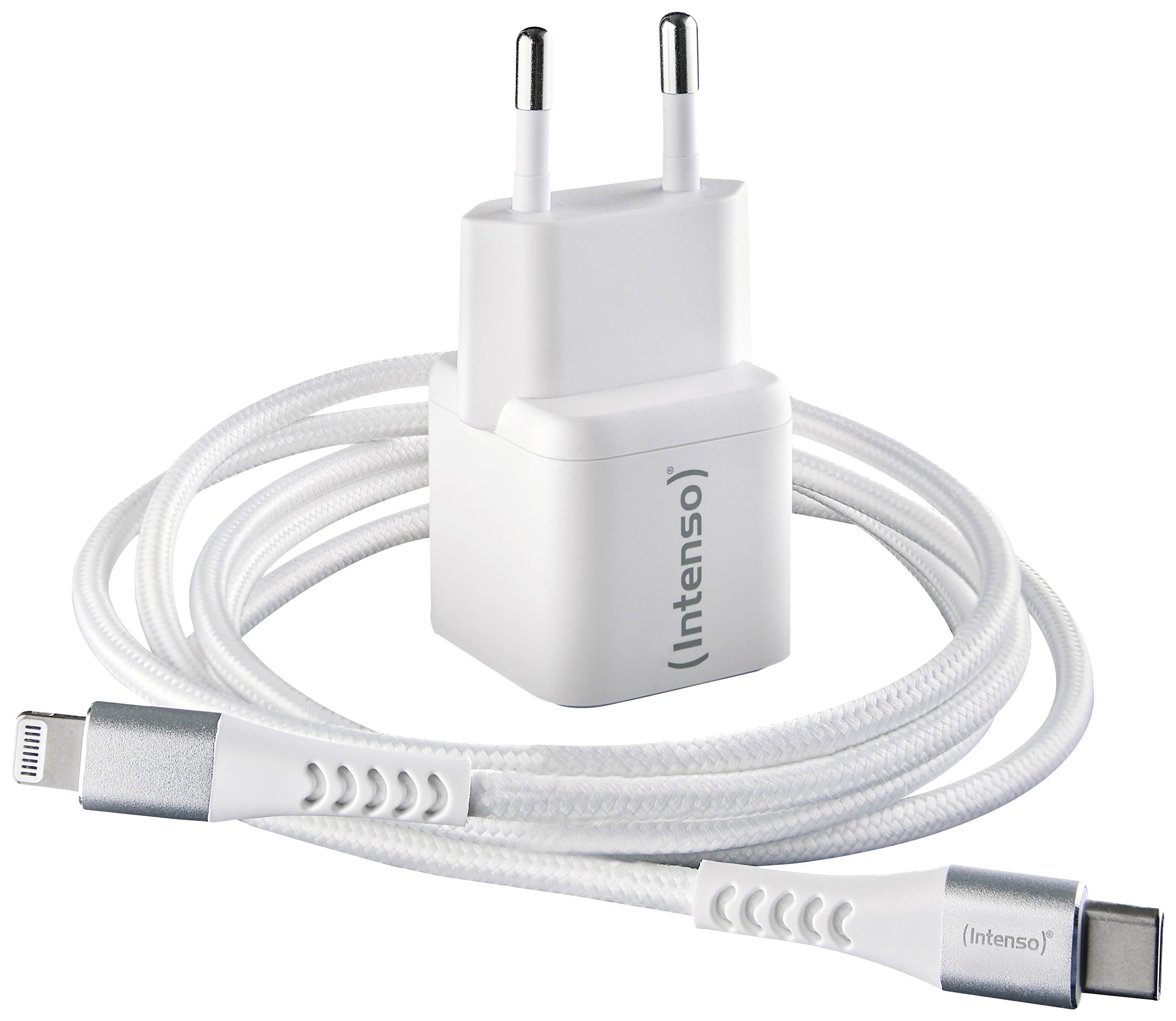 Intenso W30C GaN + C315L USB Ladegerät 30W 1x USB-C®, 1x Apple Lightning Weiß Innenbereich GaN, USB Power Delivery (USB-PD)