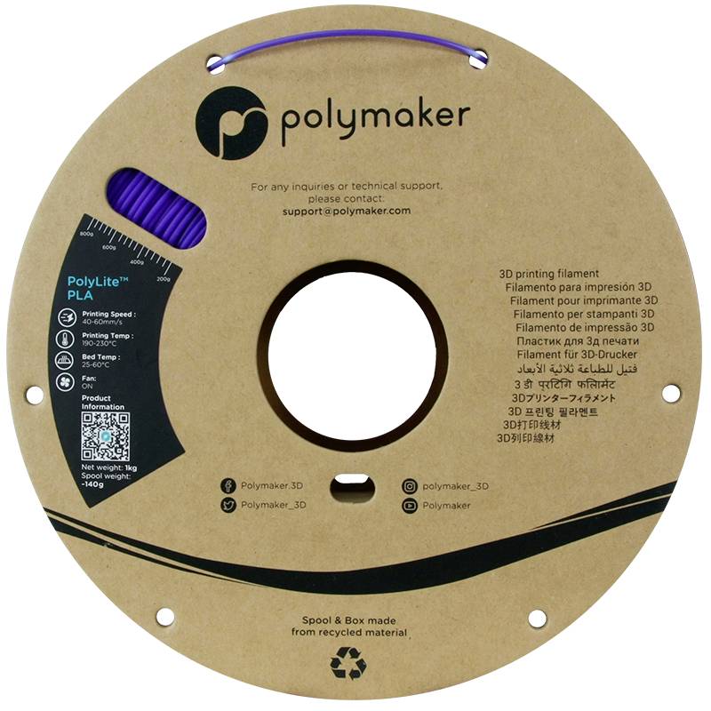 Polymaker PA02071 Temperature Color Changing Filament PLA Farbwechsel 1.75mm 1000g Purple, Pink, Transluzent PolyLite™ 1St.