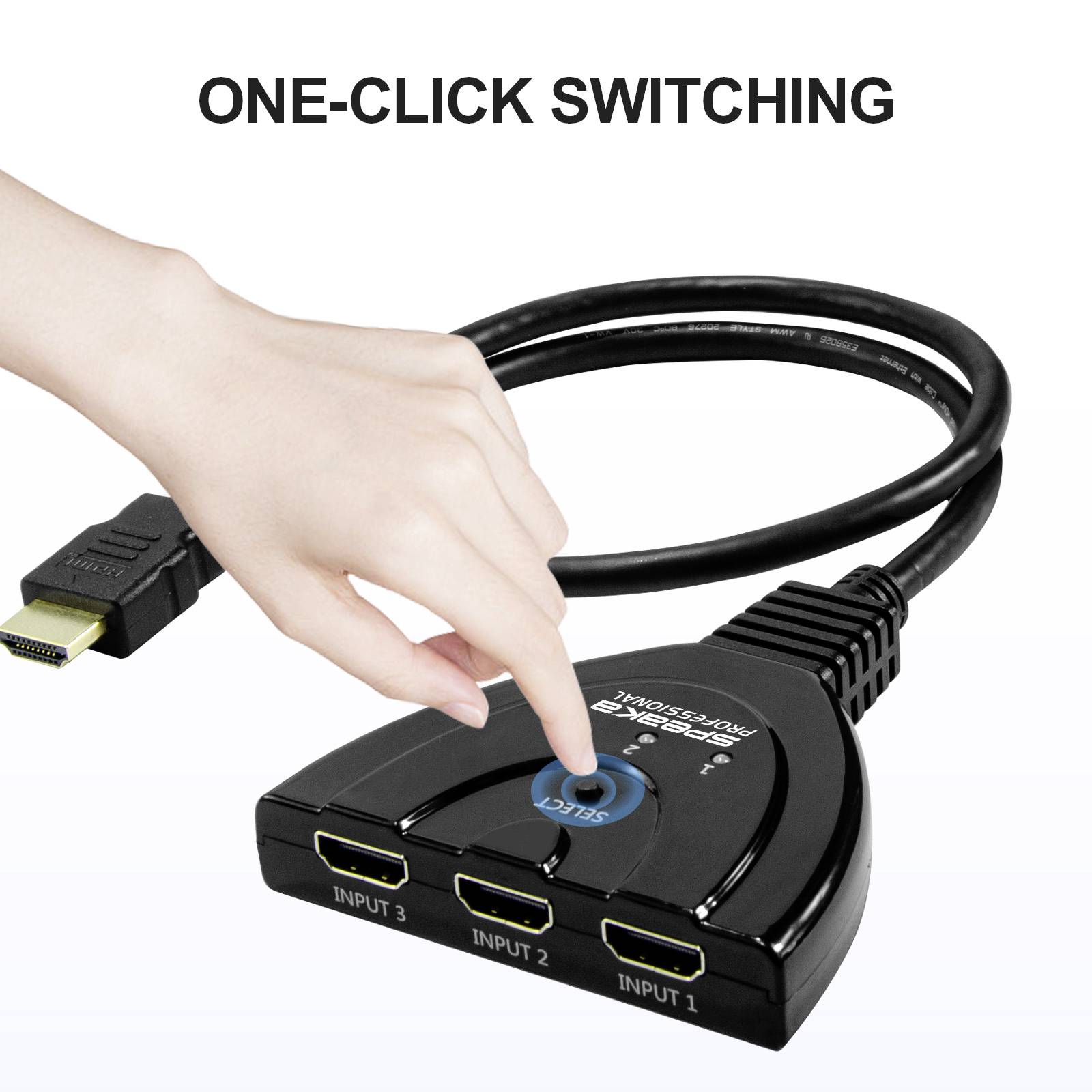 SpeaKa Professional SP-HDSW-200 3 Port HDMI-Switch Ultra HD-fähig 7680 x 4320 Pixel