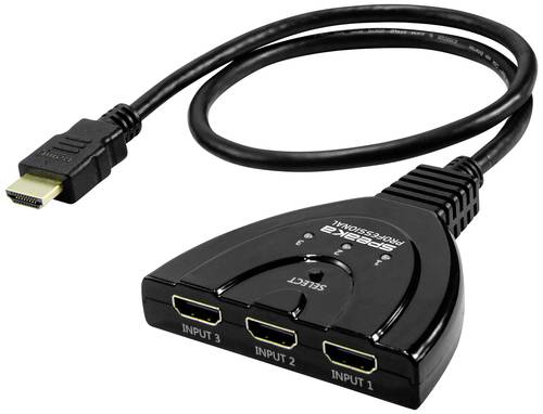 SpeaKa Professional SP-HDSW-200 3 Port HDMI-Switch Ultra HD-fähig 7680 x 4320 Pixel