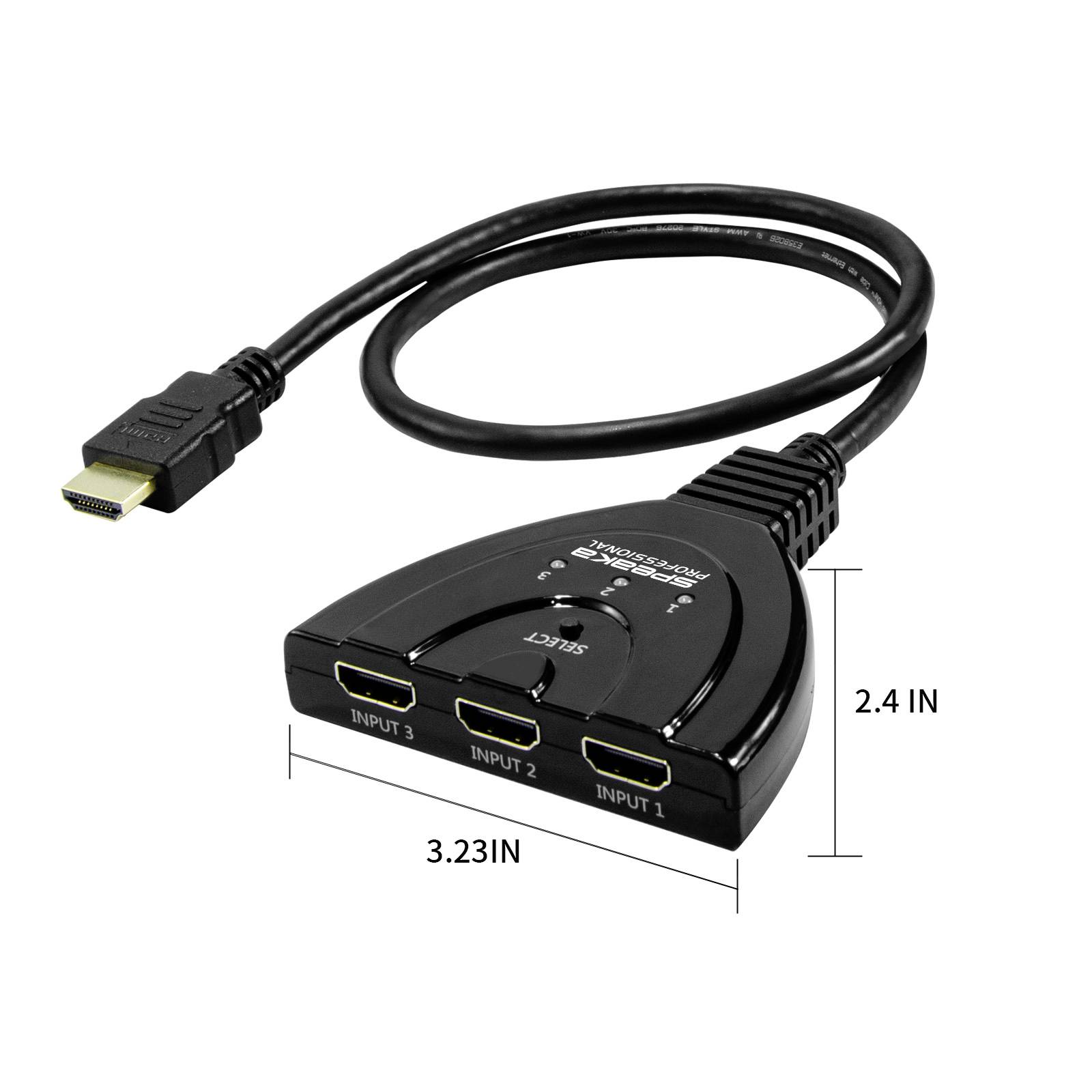 SpeaKa Professional SP-HDSW-200 3 Port HDMI-Switch Ultra HD-fähig 7680 x 4320 Pixel