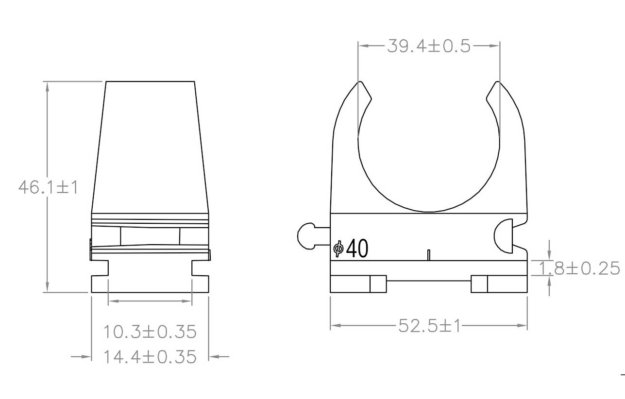 TRU COMPONENTS Kabelclip TC-12533308 Bündel-Ø-Bereich 40mm (max) Grau 20St.