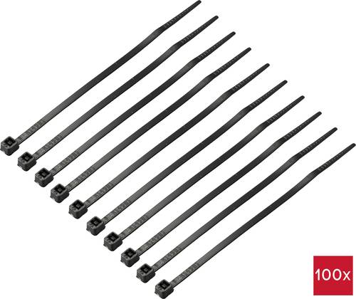 TRU COMPONENTS TC-12533316 Kabelbinder 100 mm 2.5 mm Schwarz 100 St.