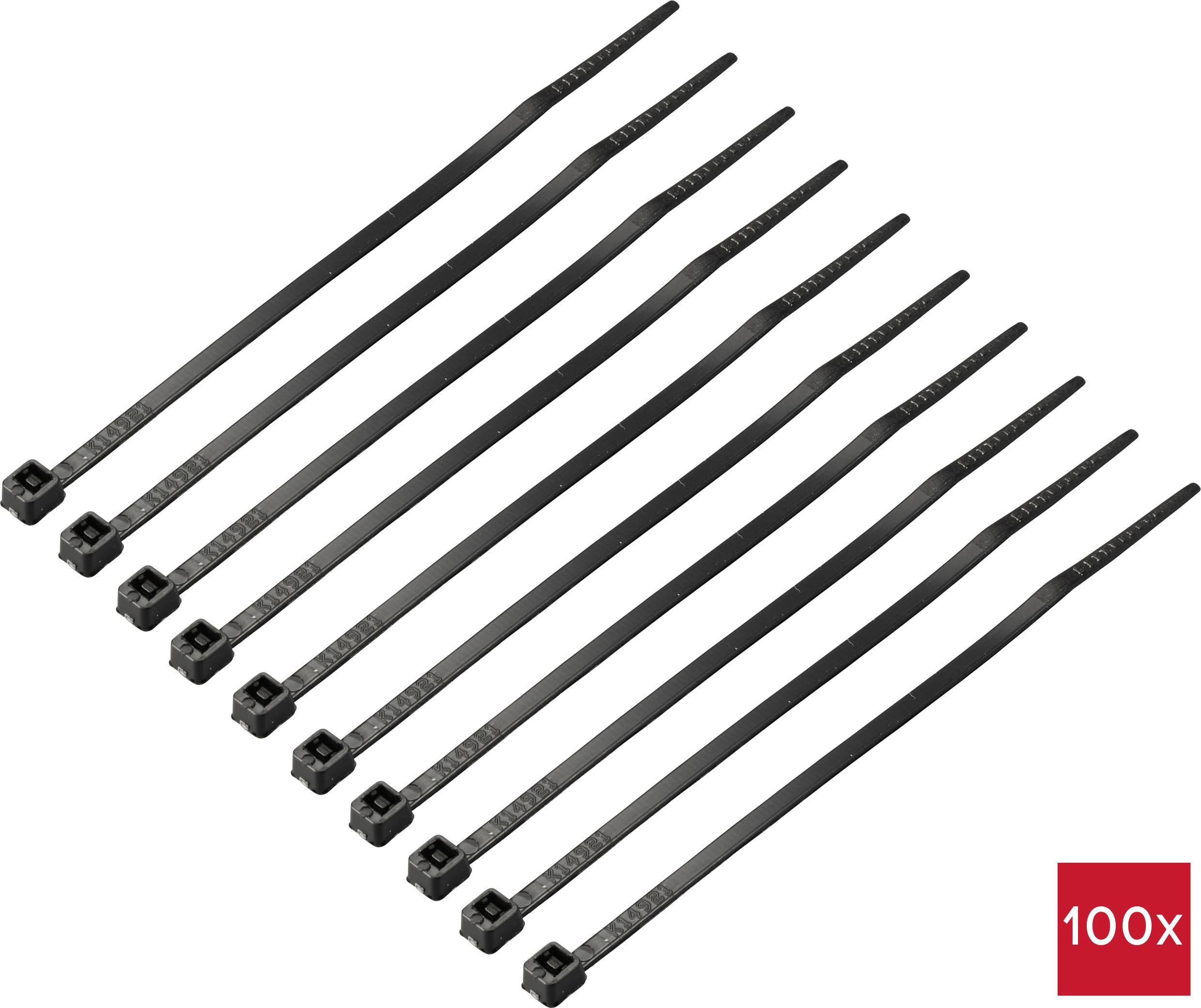 TRU COMPONENTS TC-12533316 Kabelbinder 100mm 2.5mm Schwarz 100St.