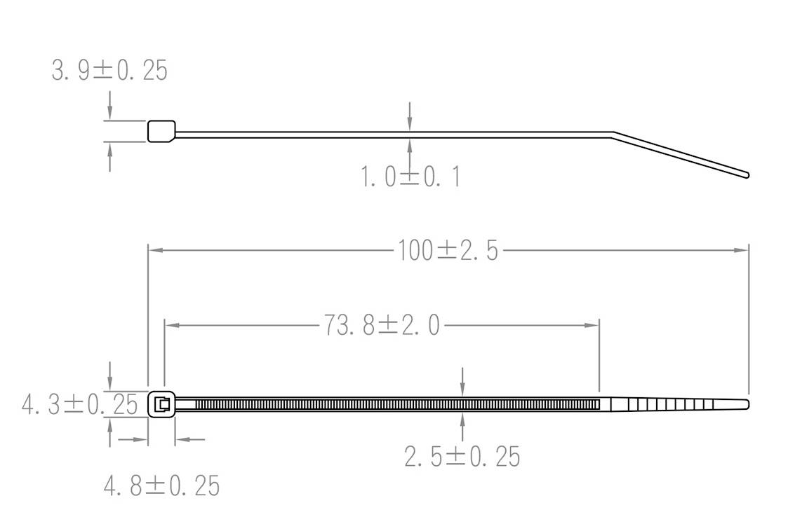 TRU COMPONENTS TC-12533316 Kabelbinder 100mm 2.5mm Schwarz 100St.