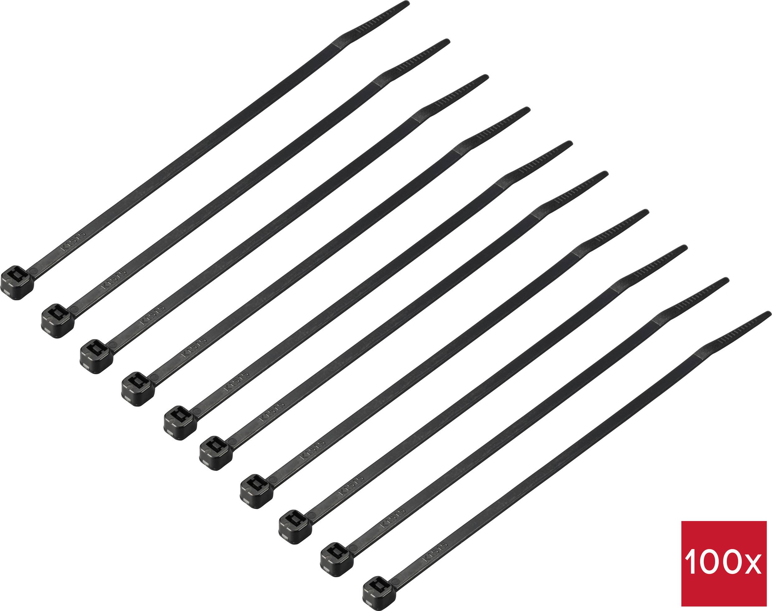 TRU COMPONENTS TC-12533324 Kabelbinder 150 mm 3.6 mm Schwarz Kälteresistenz 100 St.