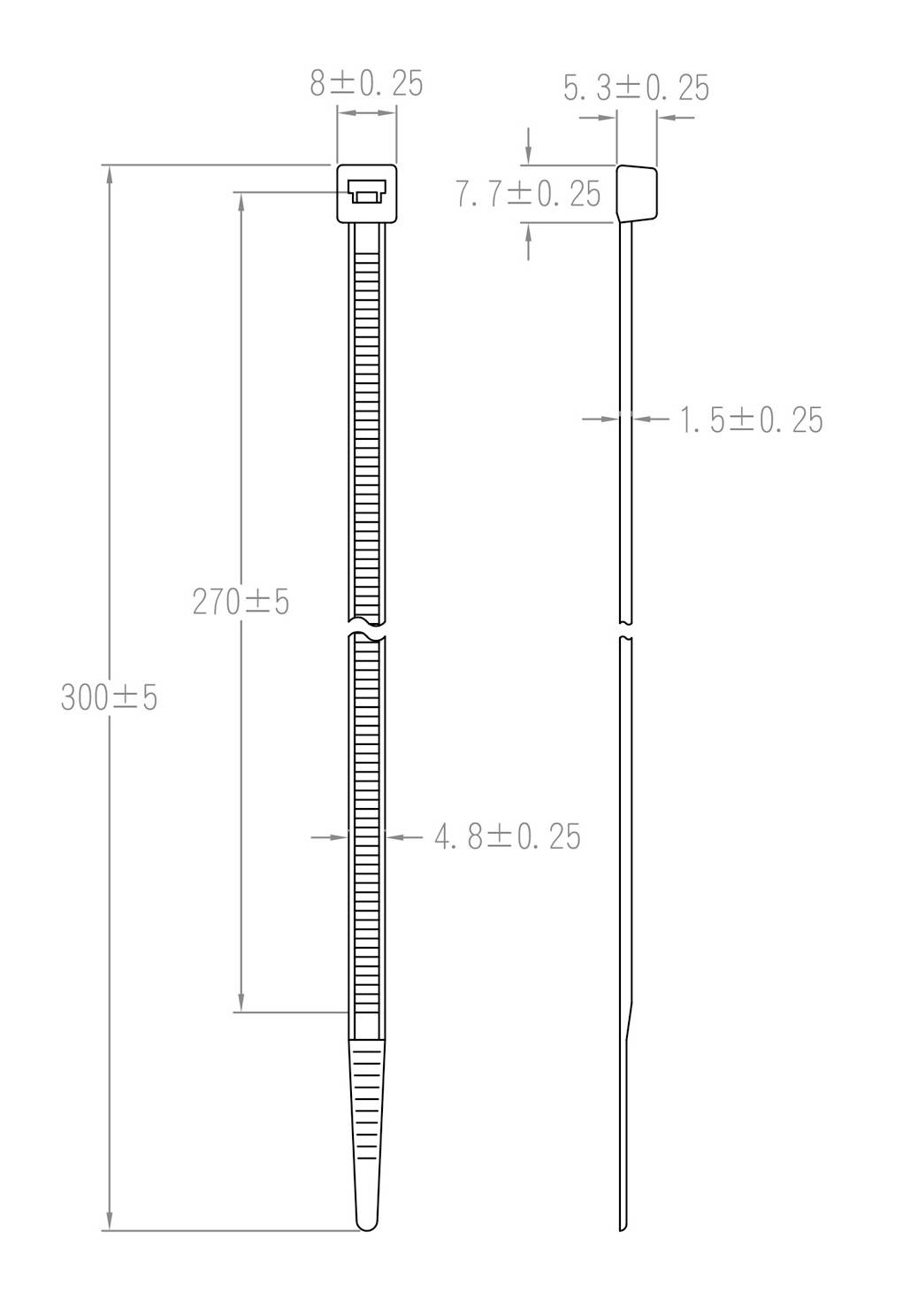 TRU COMPONENTS TC-12533336 Kabelbinder 300mm 4.8mm Weiß Flammhemmend 100St.