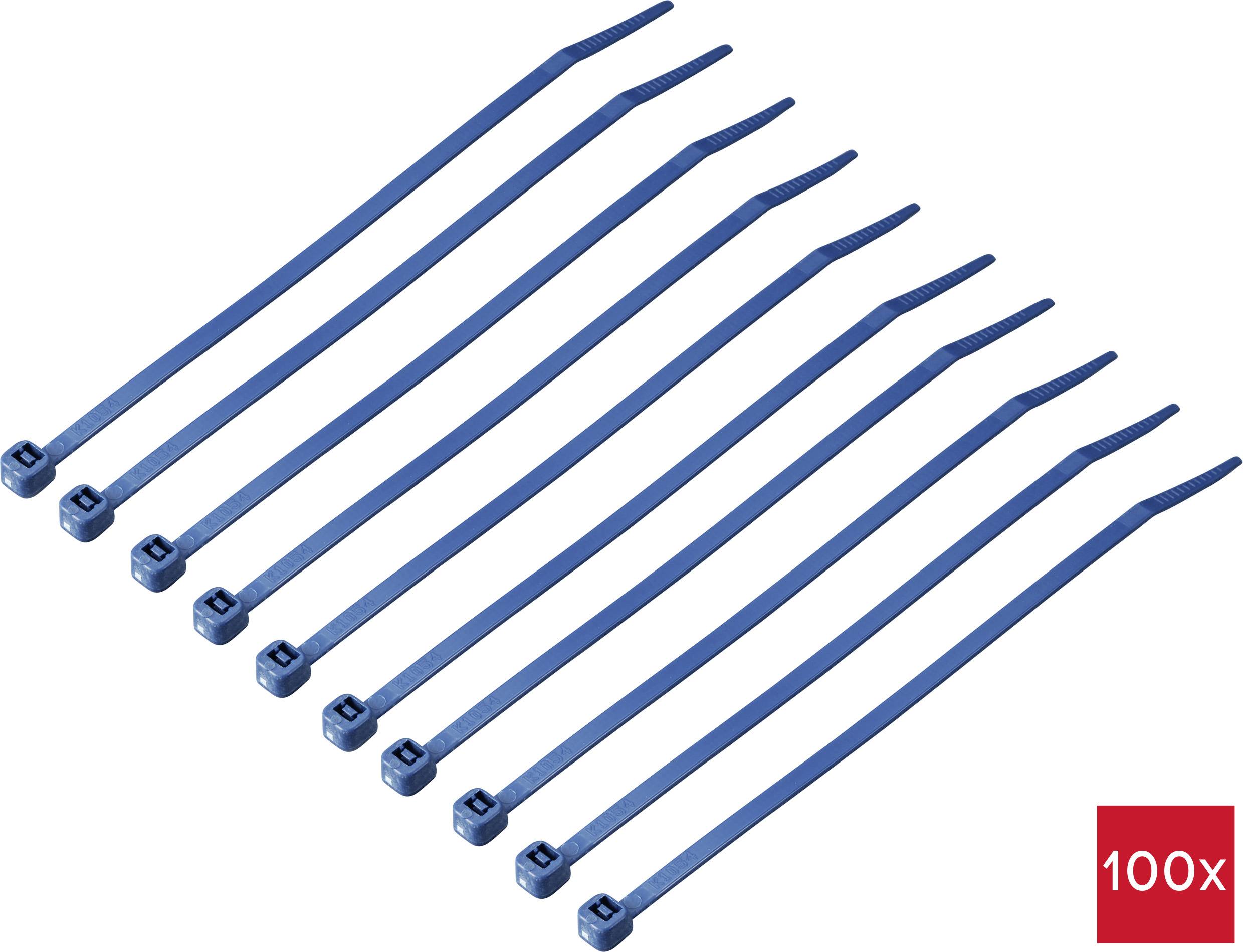 TRU COMPONENTS TC-12533344 Kabelbinder 150mm 3.6mm Blau Metall detektierbar 100St.