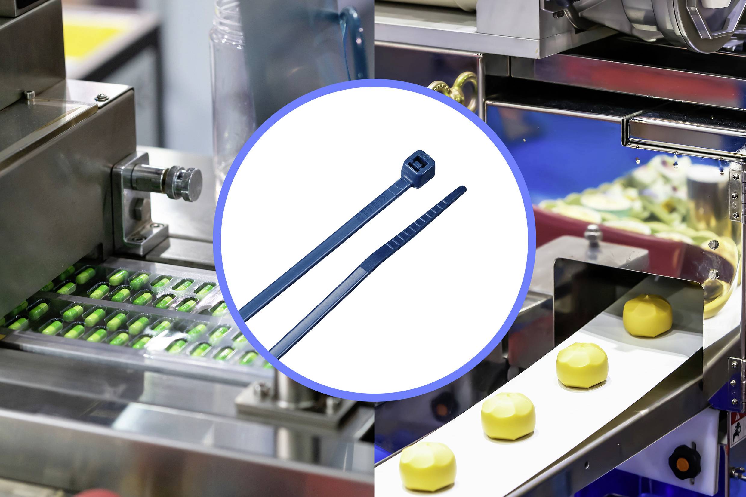 TRU COMPONENTS TC-12533348 Kabelbinder 203mm 2.5mm Blue Metall detektierbar 100St.