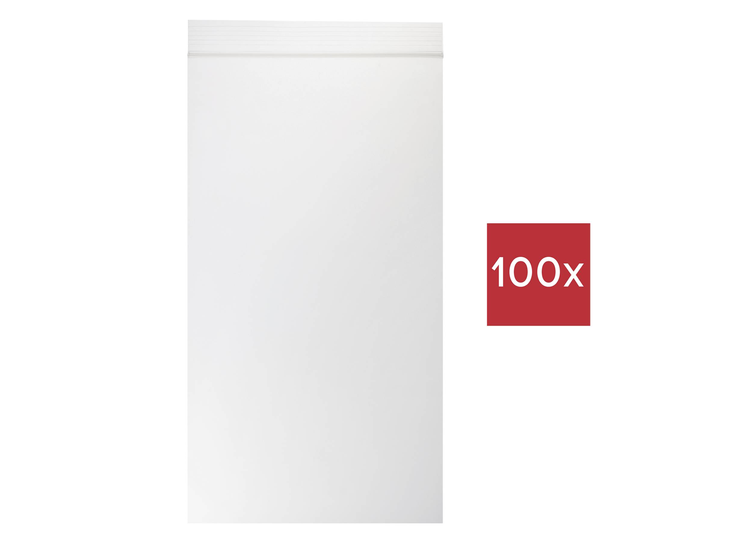 Weiße, rechteckige Schutzumschläge im 100er-Pack.
