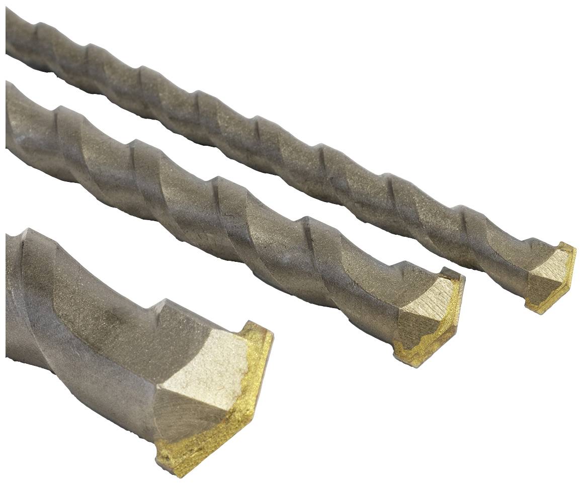Drei Spiralbohrer mit gehärteten Spitzen, die für das Bohren in harten Materialien geeignet sind. Die Spitzen sind mit Metall beschichtet.