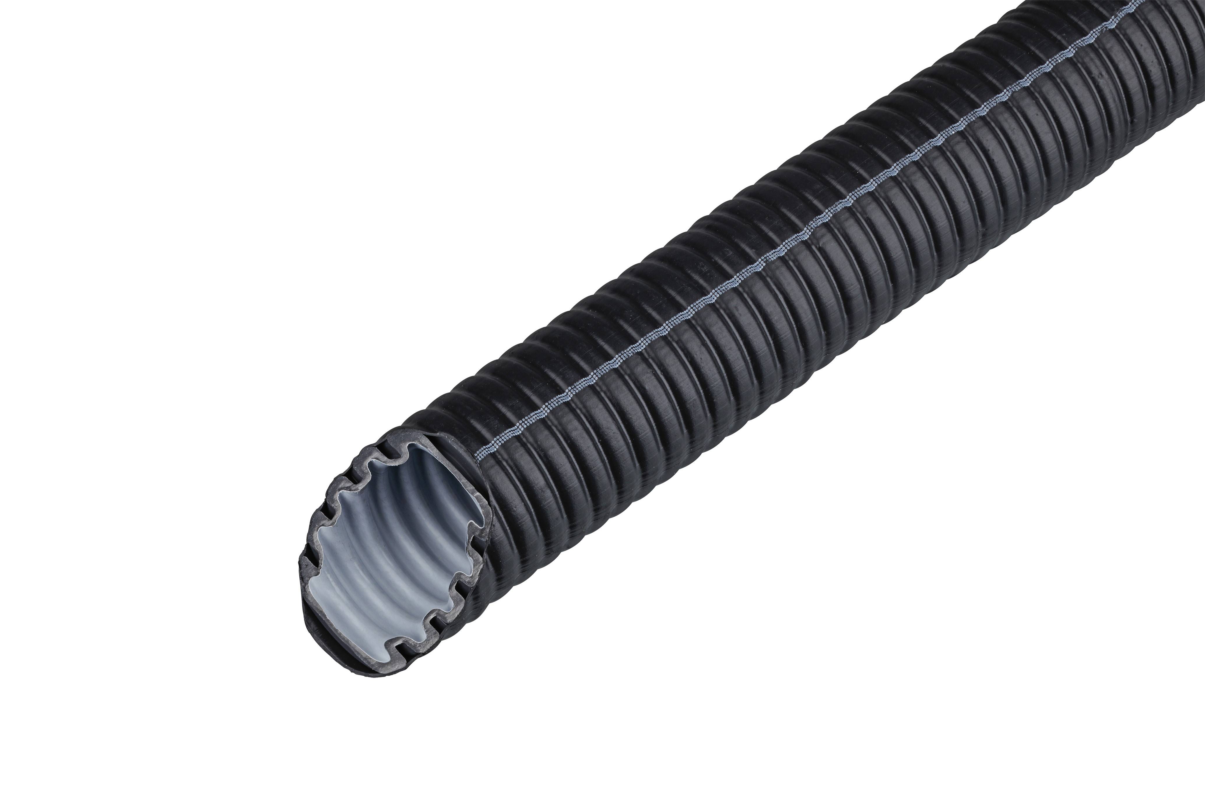 Fränkische Rohrwerke 25510063 FFKuS-EM-F-LS0H 63sw Wellrohr Schwarz 25m