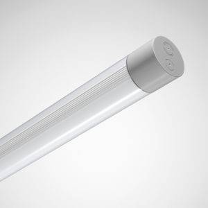 Ein weißes, zylindrisches Rohr mit einem grauen Ende, möglicherweise eine LED-Leuchte. Es ist auf einem neutralen Hintergrund dargestellt.