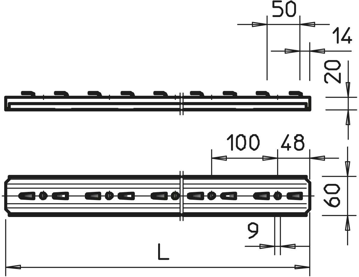 OBO Bettermann 6366093 Profilschiene (L x B x H) 3000.00 x 60.00 x 20.00mm 1St.