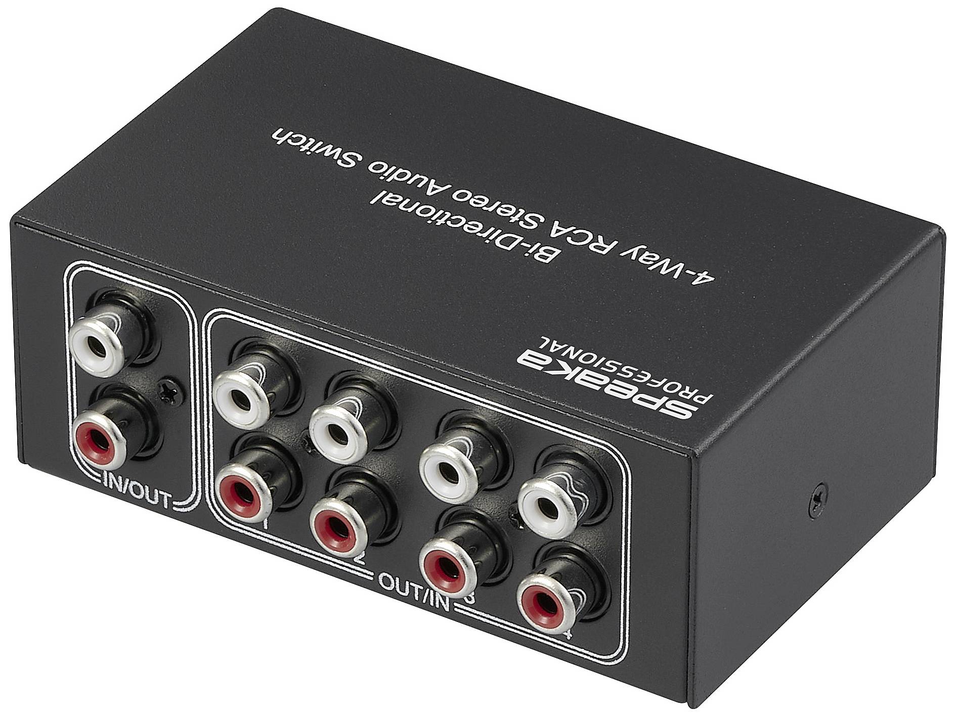 SpeaKa Professional SP-AS-500 4 Port Cinch-Audio-Switch Metallgehäuse