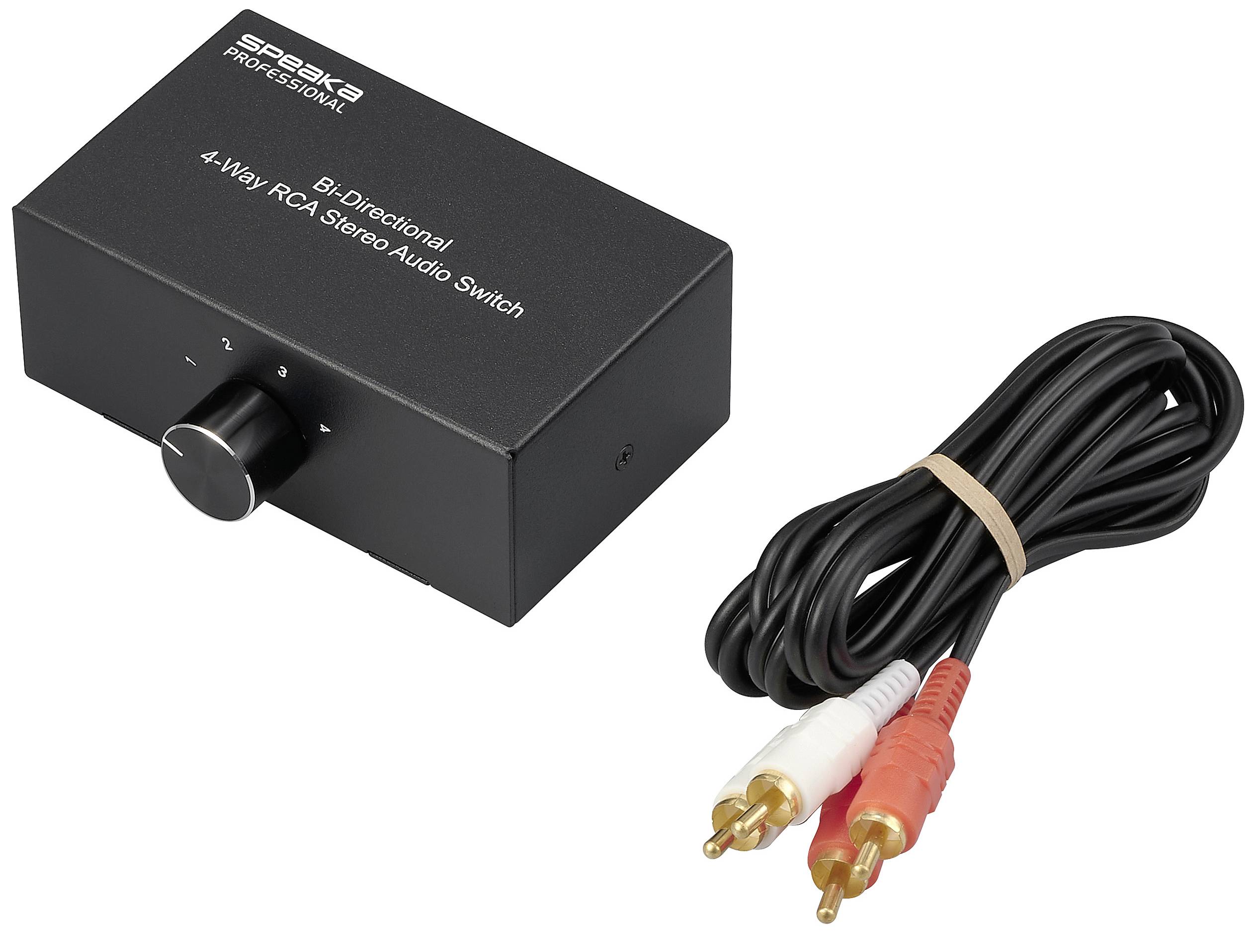 SpeaKa Professional SP-AS-500 4 Port Cinch-Audio-Switch Metallgehäuse