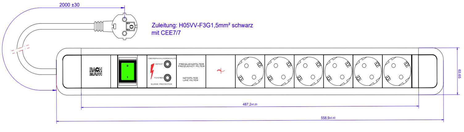 Bachmann 350004 Steckdosenleiste Schwarz 1St.