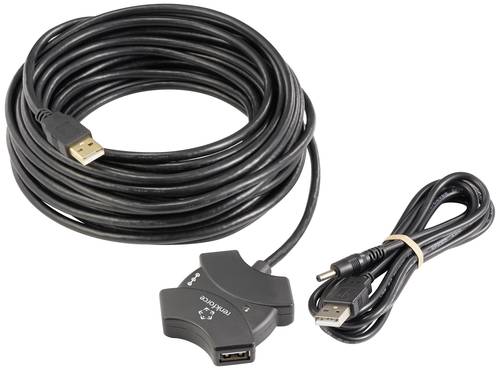 Renkforce RF-6270930 USB-Hub 4 Port USB-A USB 2.0 480 MBit/s mit eingebautem Repeater Schwarz RF-62