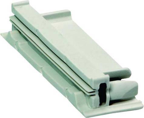 Weiße Kunststoffschiene mit rechteckigem Querschnitt und geripptem Profil, wahrscheinlich ein Teil eines mechanischen oder Bau-Systems.