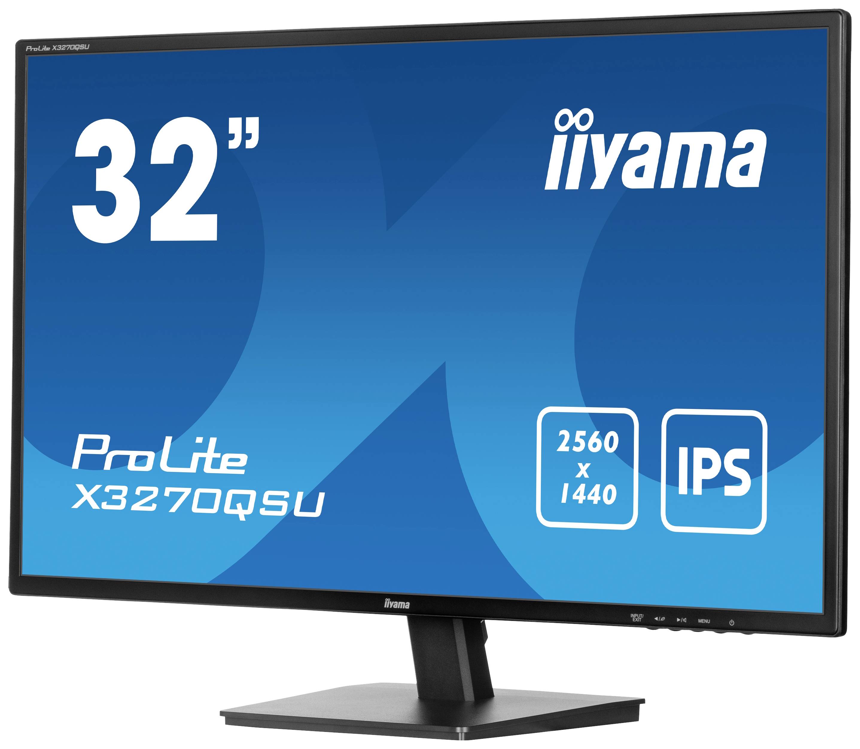 Bild eines Computermonitors '32 Zoll', Modell 'iiyama ProLite X3270QSU', mit einer Auflösung von 2560x1440 und IPS-Panel.