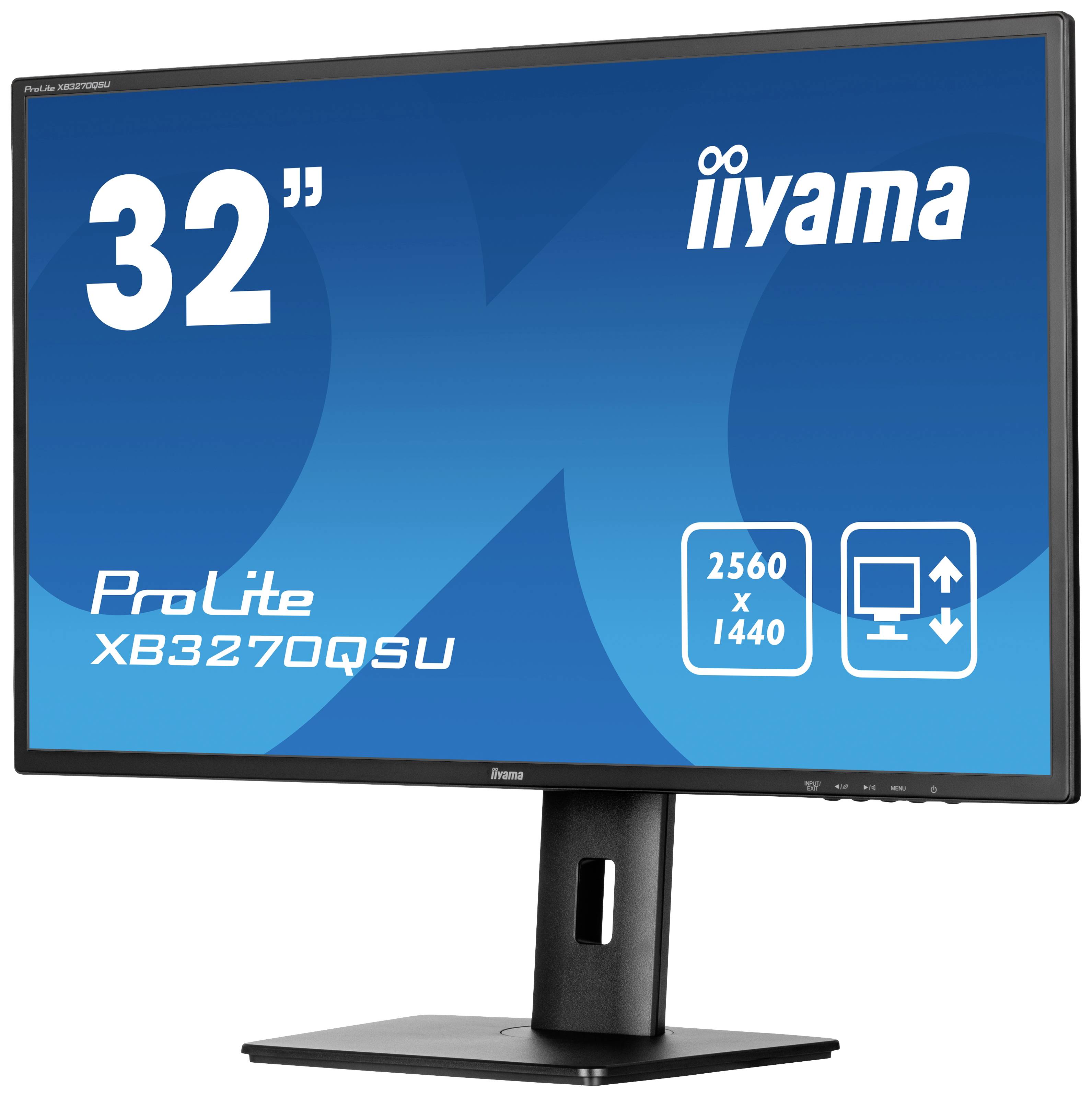 Ein Computerbildschirm von iiyama, Modell ProLite XB3270QSU, 32 Zoll groß, mit einer Auflösung von 2560 x 1440 Pixeln.