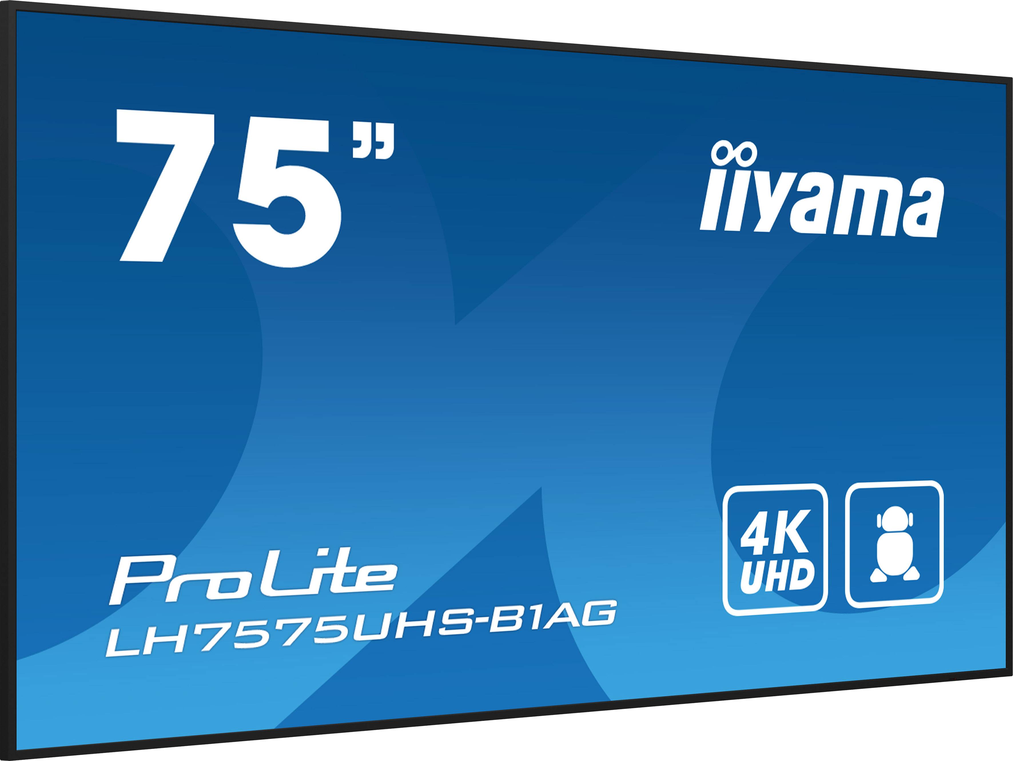 Iiyama ProLite LH7575UHS-B1AG Digital Signage Display EEK: G (A - G) 190.5 cm (75 Zoll) 3840 x 2160 Pixel 24/7 Anti-Einbrenn-Funktion, Media