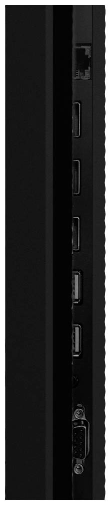 Schwarzer Computer-Tower mit mehreren Anschluss-Ports auf der Seite, darunter USB, HDMI und Ethernet, für erweiterte Konnektivität.