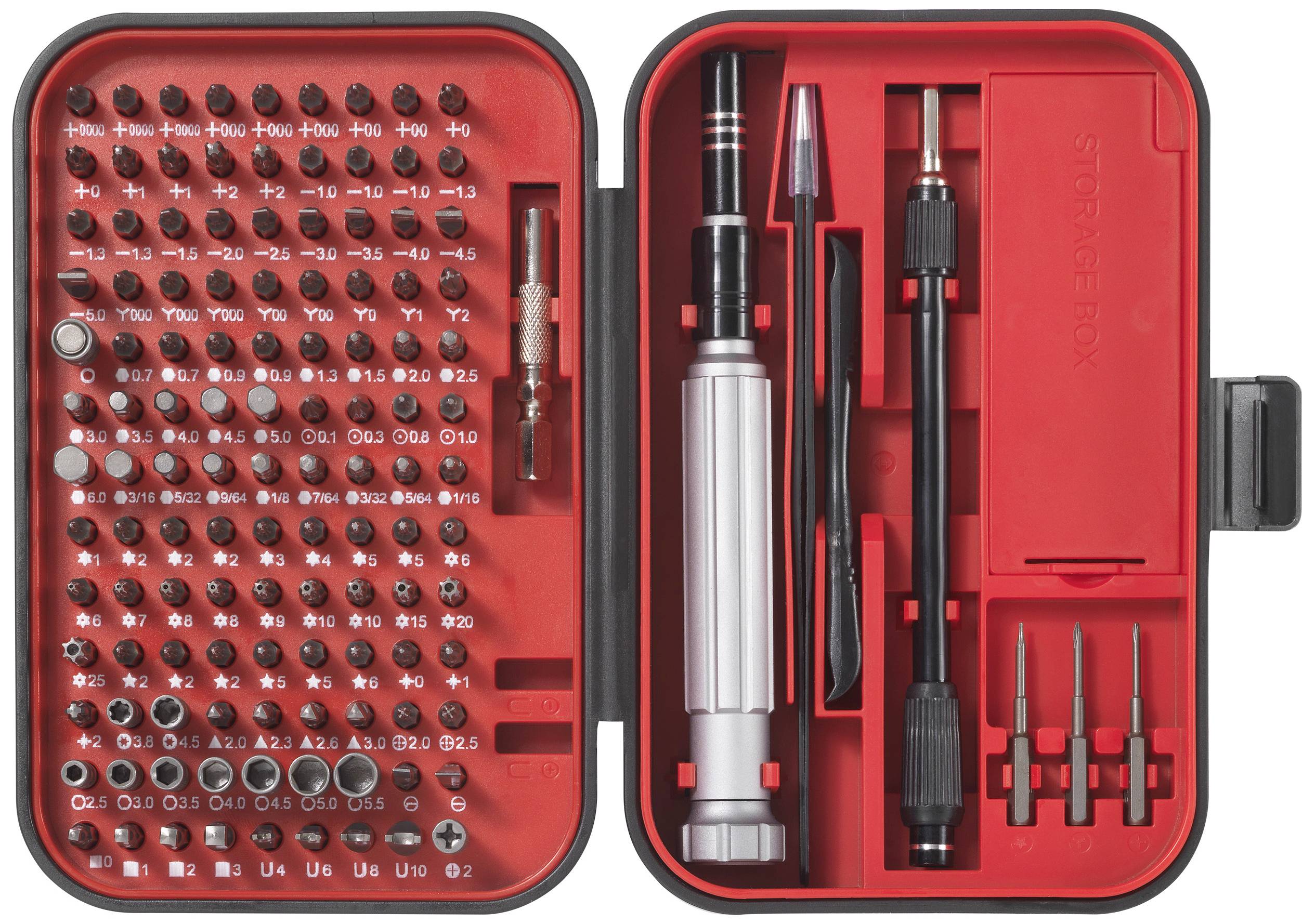 TOOLCRAFT TO-9407052 Bit-Set 150teilig Kreuzschlitz Phillips, Kreuzschlitz Pozidriv, Außen-Sechskant, Sechskant, Tri-Wing