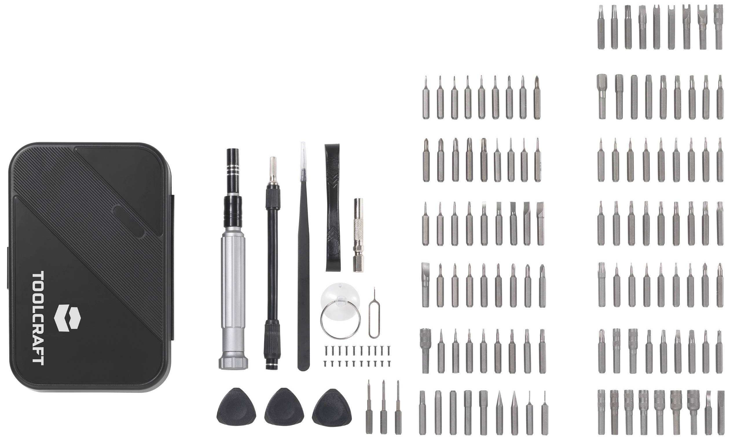 TOOLCRAFT TO-9407052 Bit-Set 150teilig Kreuzschlitz Phillips, Kreuzschlitz Pozidriv, Außen-Sechskant, Sechskant, Tri-Wing