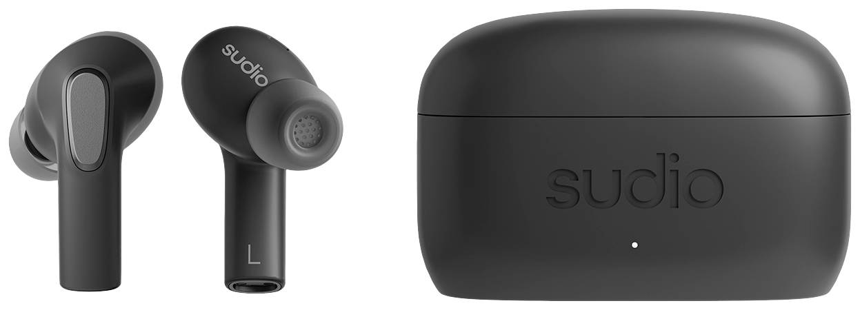 Sudio E3 In Ear Headset Bluetooth® Stereo Schwarz Noise Cancelling Headset, Ladecase, Touch-Steuerung