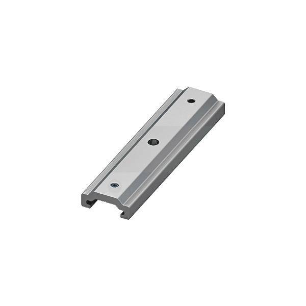 Metallschiene mit zwei sichtbaren Befestigungslöchern, rechteckige Form, geeignet für mechanische Anwendungen oder Befestigungen.