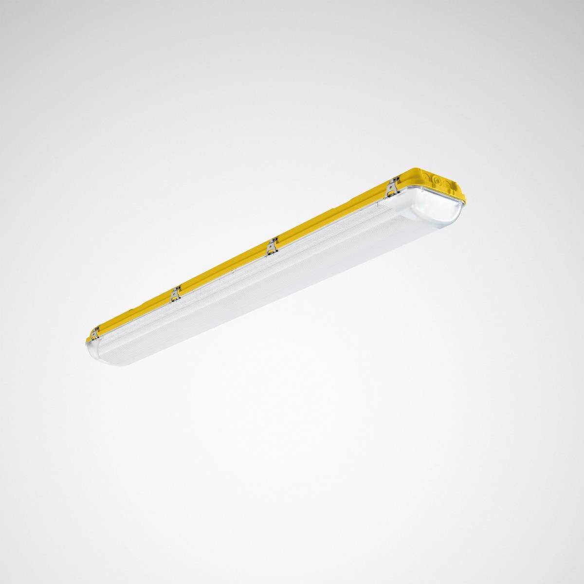 LED-Leuchte mit gelbem Rand, rechteckiger Form. Geeignet für industrielle oder gewerbliche Umgebungen zur Ausleuchtung großer Flächen.